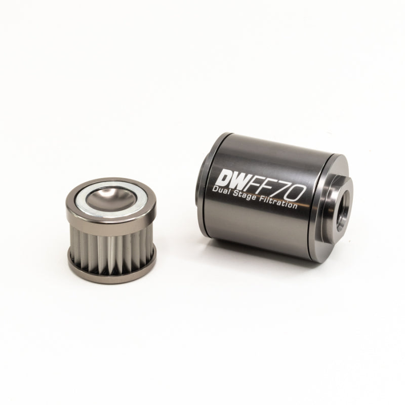 Kit de boîtier de filtre à carburant universel en ligne DeatschWerks en acier inoxydable 10AN 10 microns (70 mm)