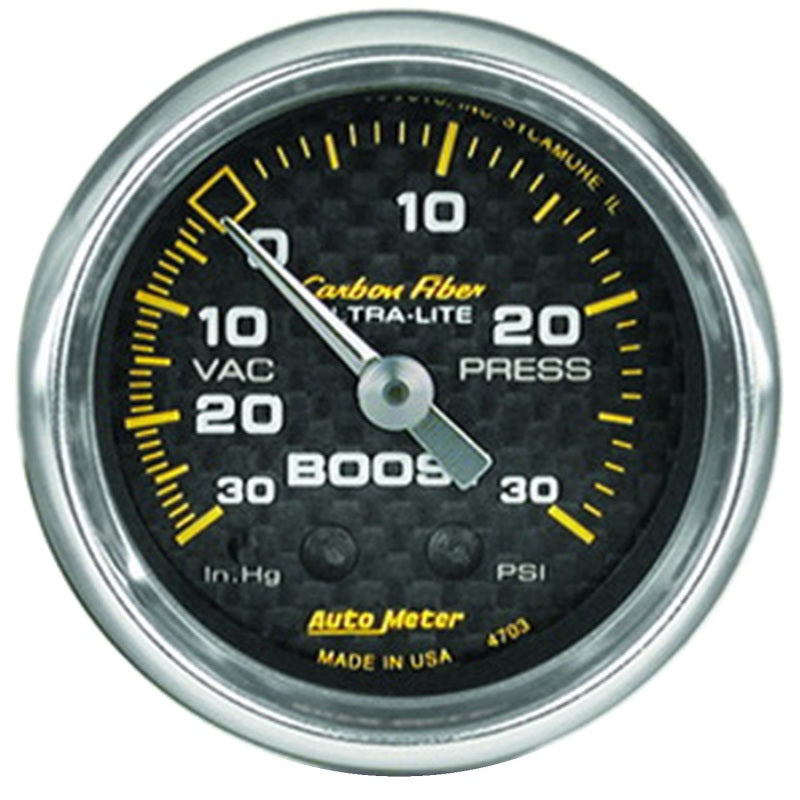 Jauge de suralimentation mécanique en fibre de carbone Autometer 52 mm 30 PSI
