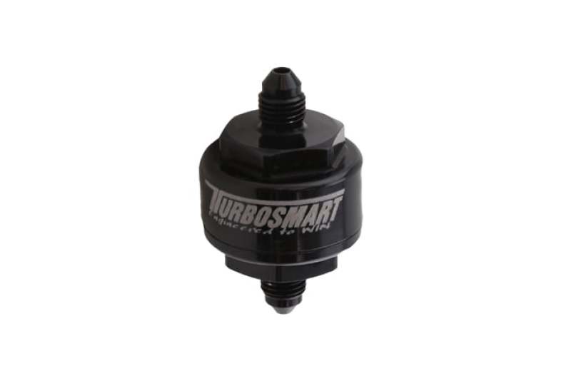 Filtre d'alimentation d'huile de turbo usiné Turbosmart avec disque plissé 44 microns - Entrée mâle -4AN - Noir