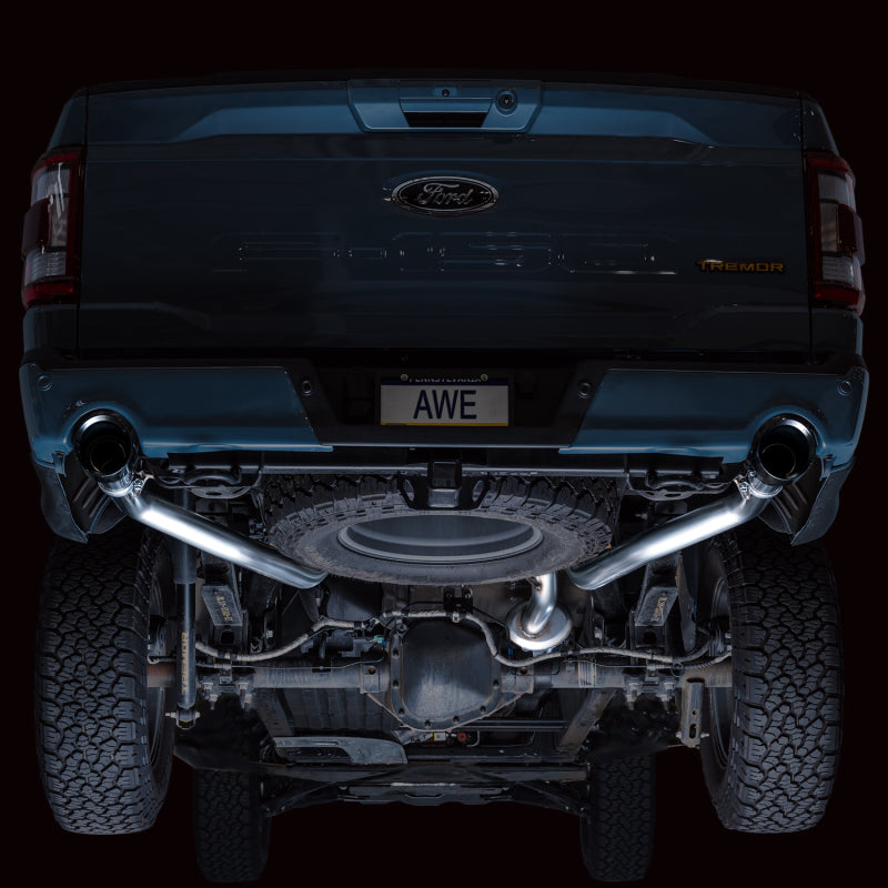 AWE Tuning Ford F-150 Tremor 2021+ (avec découpes de pare-chocs) Échappement Catback non résonant 0FG - Embouts noirs diamant