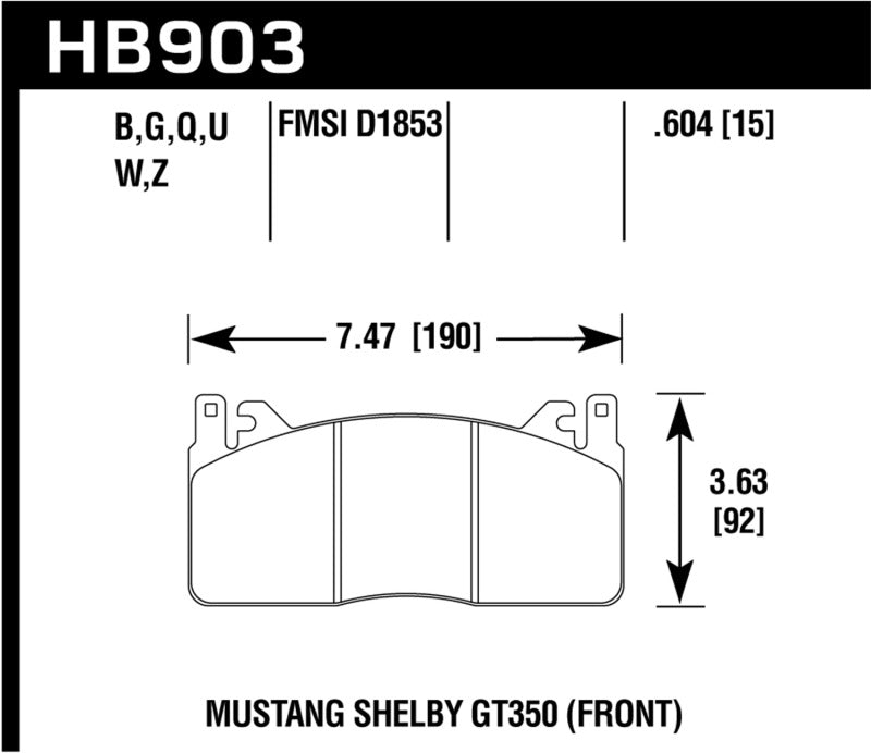 Plaquettes de frein avant céramique Hawk 15-17 Ford Mustang Shelby GT350/GT350R Performance
