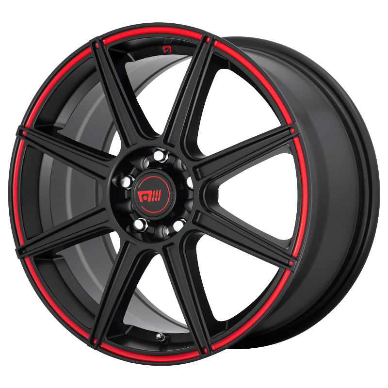 MOTEGI MR142 CS8 Satin Black With Red Stripe