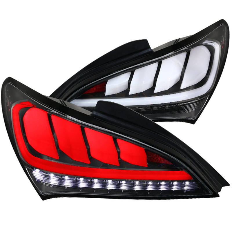 Spec-D 10-15 Hyundai Genesis 2Dr Led Tail Lights Matte Black With Sequential LT-GENS210JMLED-TM