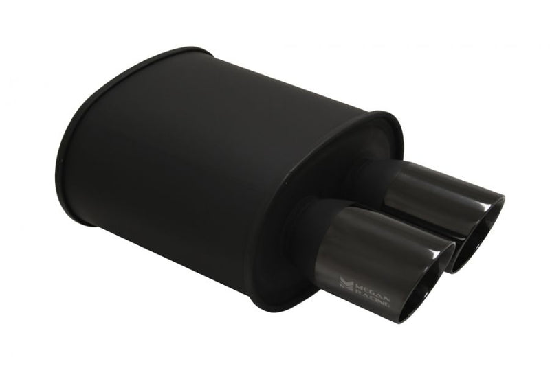 Universal Exhaust M-BC Muffler Dual Black Chrome Tips - MR-MU-MBC-2