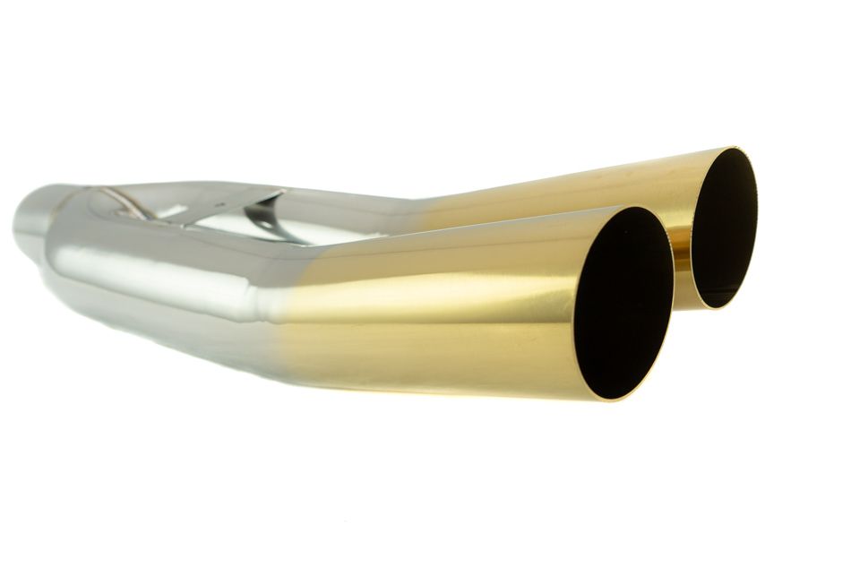 Universal 3" VIP Exhaust Tip "Blast Pipe" Style (weld-on) - Angled - Gold Tip - MR-UT-D3GD-V2
