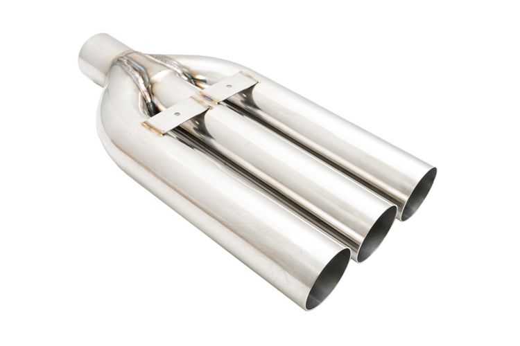 Universal Triple 3" VIP Exhaust Tip "Blast Pipe" Style (weld-on) - Straight Cut - Stainless Tips - MR-UT-TR3
