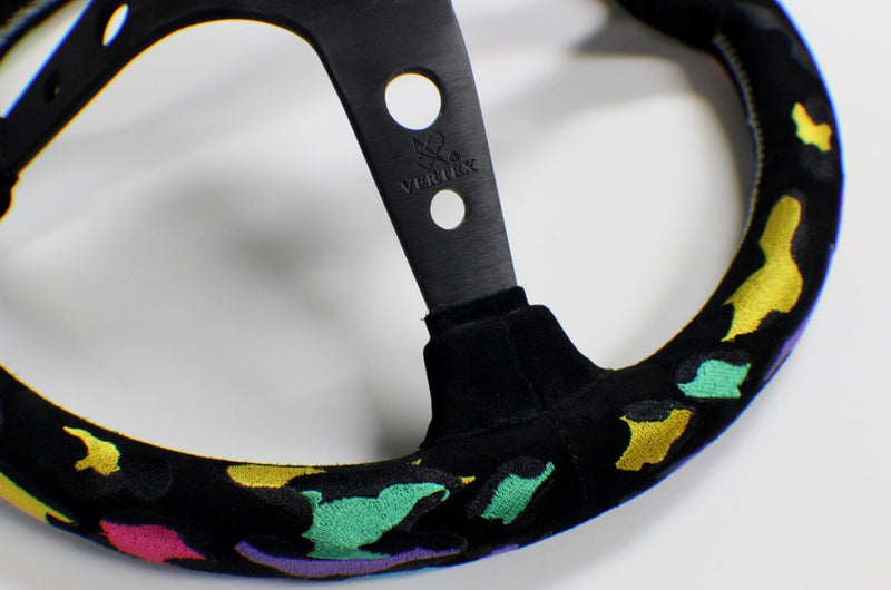 VERTEX LEOPARD 350MM SUEDE STEERING WHEEL